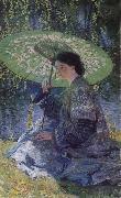 Guy Rose The Green Parasol painting